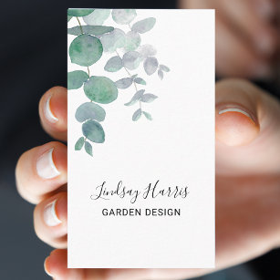 Cartão De Visita Design de Jardim Aquarela Eucalyptus