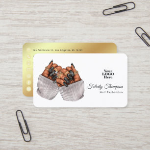 Cartão De Visita Design de Marca de Salão de Unhas Afro-Americano C