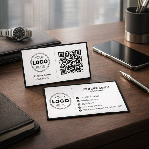 Cartão De Visita Design de Marca Executivo Minimalista de QR