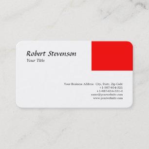 Cartão De Visita Design de Minimalista Vermelho e Branco do Script