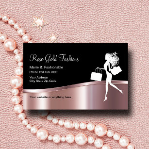 Cartão De Visita Design de Moda Dourada rosa
