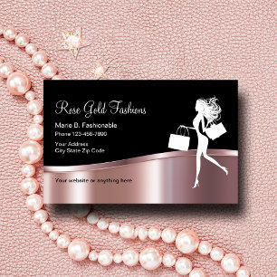 Cartão De Visita Design de Moda Rosa Dourado Clássico