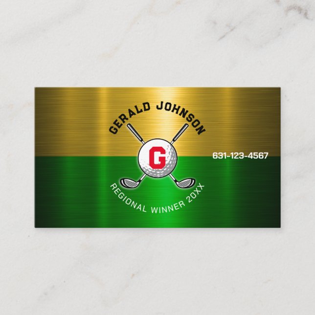 Cartão De Visita Design de Monograma Centralizado de Golf (Frente)