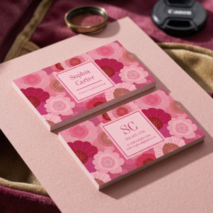 Cartão De Visita Design de Monograma Floral Ousado