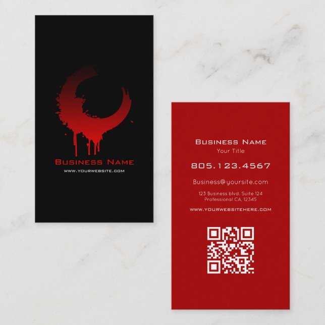 Cartão De Visita Design de redemoinho de tinta gradiente vermelha e (Frente/Verso)