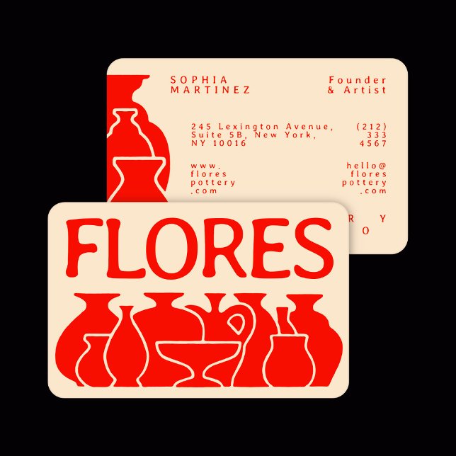 Cartão De Visita Design de Silhouette Vase de Potteria Negrito (Criador carregado)