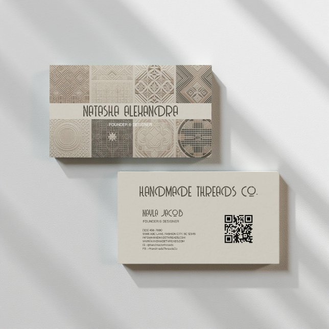 Cartão De Visita Design de Terra Neutra Geométrica Moderna (Criador carregado)