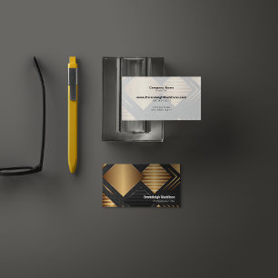 Cartão De Visita Design de Texto Abstrato Moderno Dourado Preto