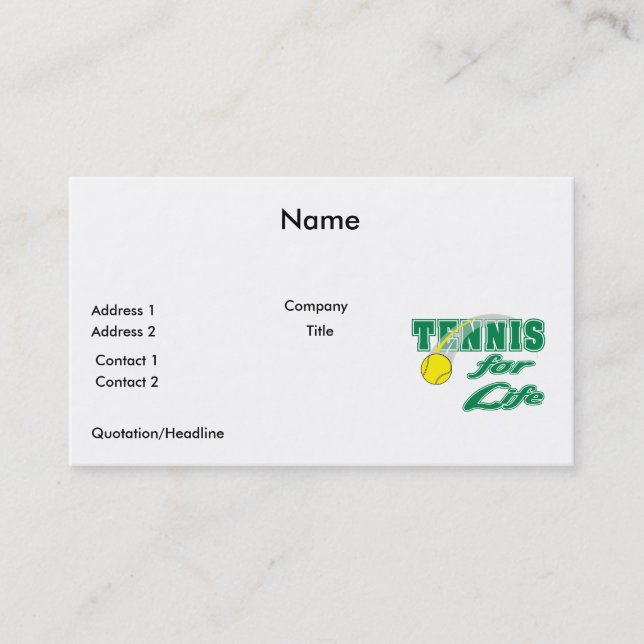 Cartão De Visita design de texto de tênis para a vida (Frente)
