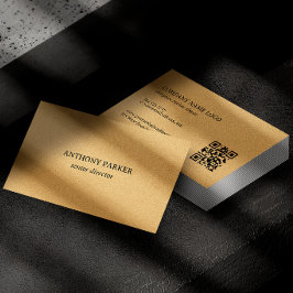 Cartão De Visita Design de Textura de Couro Falso Dourado