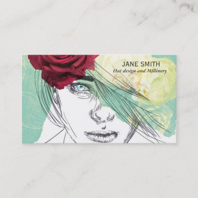Cartão De Visita Design do chapéu e de na moda do Milliner (Frente)