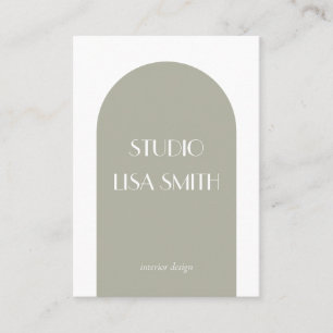 Cartão De Visita Design do Interior Verde do Sage Geométrico Moder