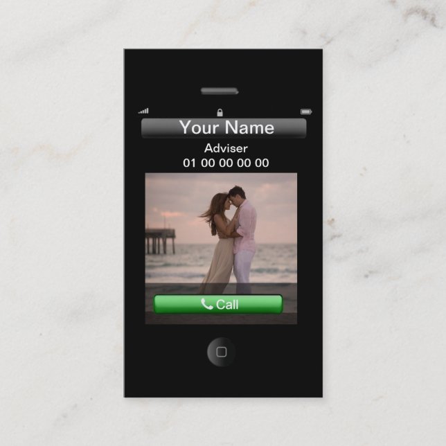 Cartão De Visita Design do iPhone personalizável (com botões sociai (Frente)