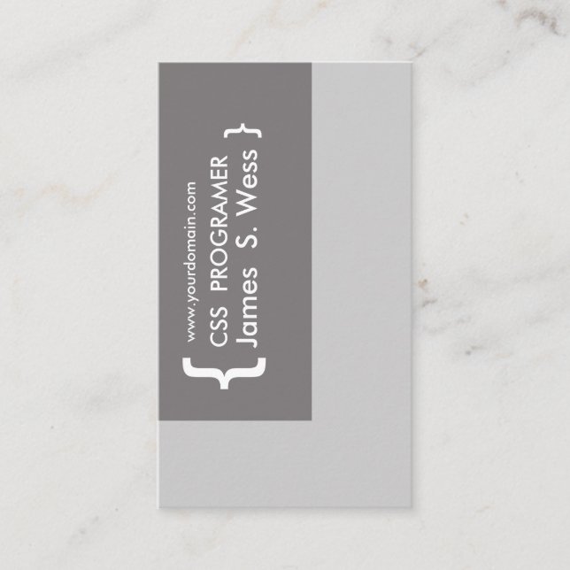 Cartão De Visita Design do programador de computador do CSS (Frente)