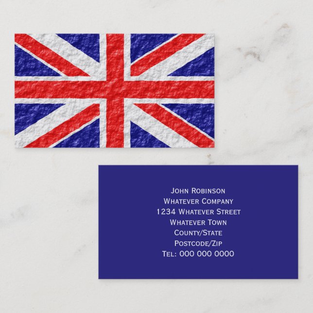 Cartão De Visita Design do Union Jack (Frente/Verso)