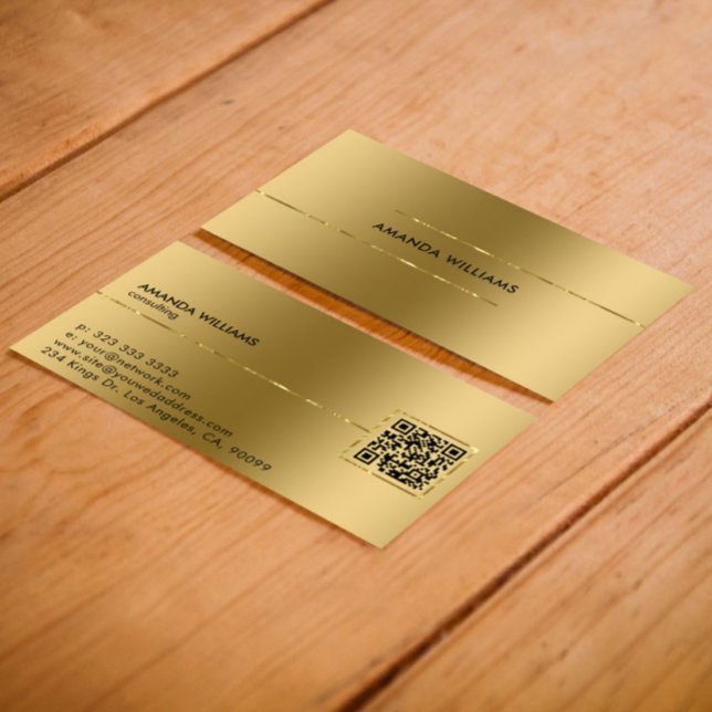 Cartão De Visita Design Dourado Metálico Moderno Minimalístico (Criador carregado)