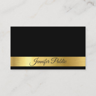 Cartão De Visita Design Dourado preto à moda moderno profissional