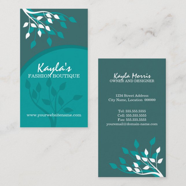 Cartão De Visita Design elegante da natureza (Frente/Verso)