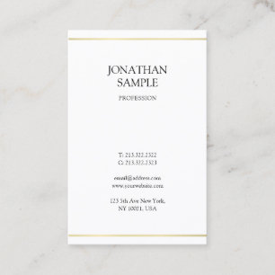 Cartão De Visita Design Elegante Minimalista Moderno Visual Dourado