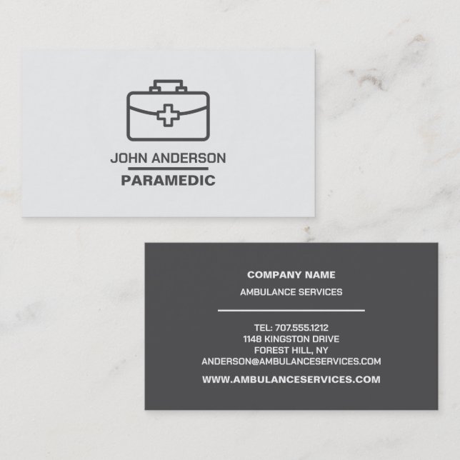 Cartão De Visita Design, EMT, paramédico (Frente/Verso)