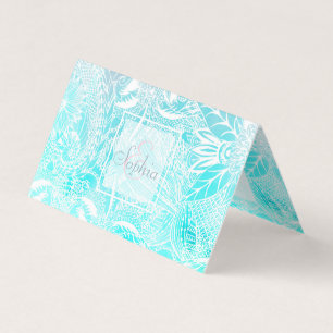 Cartão De Visita design floral branco irrisório da aguarela da
