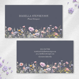 Cartão De Visita Design Floral de Flores Silvestres em Aquarela Ele