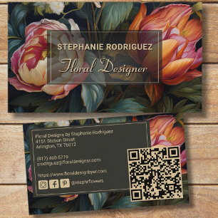 Cartão De Visita Design Floral de Pintura Floral Neerlandesa Luxuri