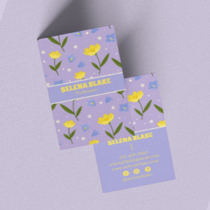 Cartão De Visita Design Floral Elegante - Tema Puro e Amarelo