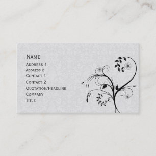Cartão De Visita Design floral preto e branco elegante