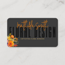 Design Floral Sofisticado Flores Laranja Preta