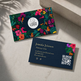 Cartão De Visita Design Floral Tropical | Hibisco & Folhagem