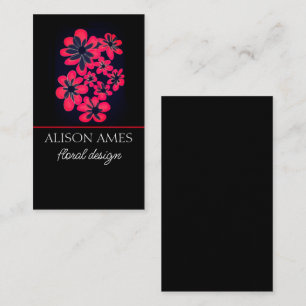 Cartão De Visita design floral vermelho e preto