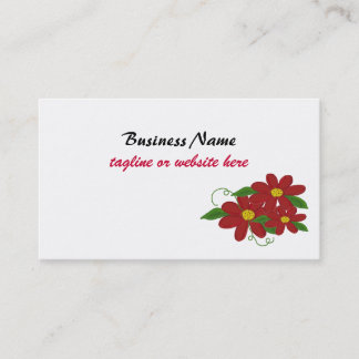 Cartão De Visita Design Floral Vermelho Simples