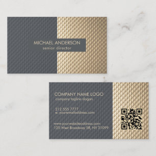 Cartão De Visita Design Geométrico Preto e Dourado Elegante