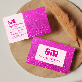 Cartão De Visita Design Glitter Rosa Feminino