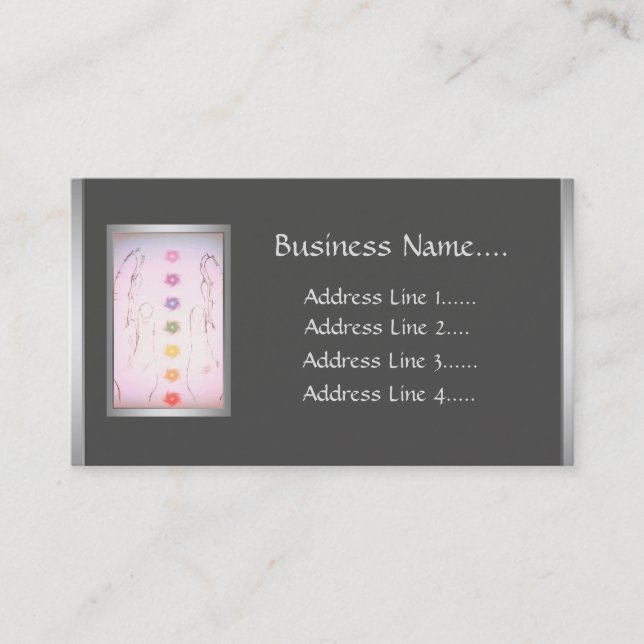 Cartão De Visita Design holístico das mãos curas de prata (Frente)