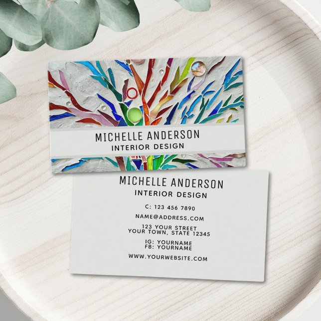 Cartão De Visita Design interior colorido (Criador carregado)