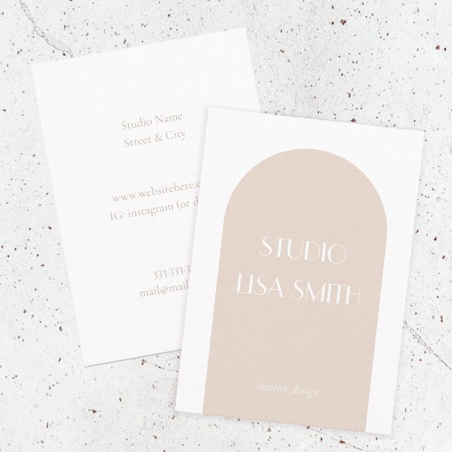 Cartão De Visita Design Interior do Blush de Creme Geométrico Moder (Criador carregado)