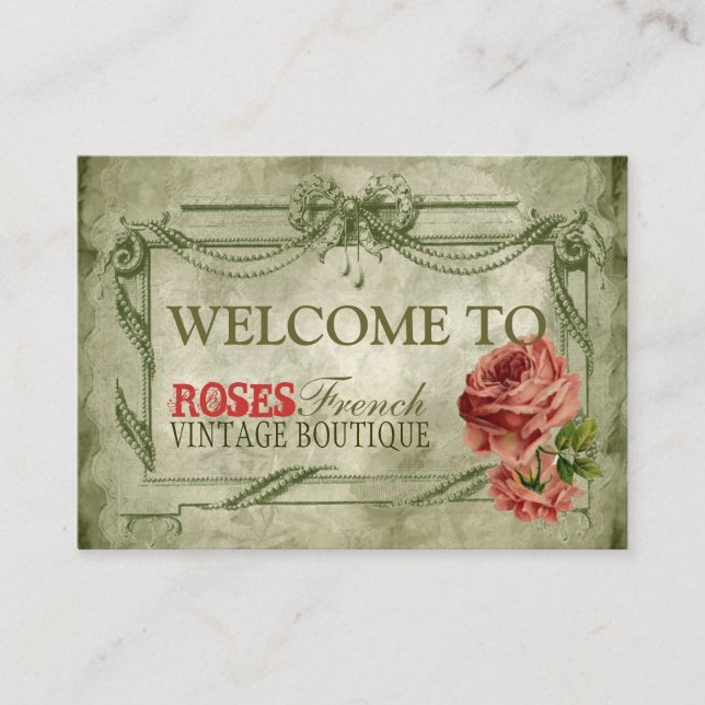 Cartão De Visita Design laçado ornamentado francês do rosa do (Frente)