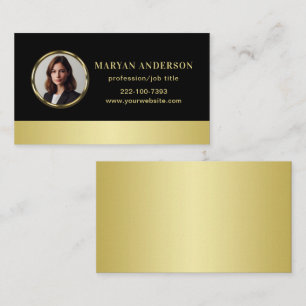 Cartão De Visita Design, Logotipo ou Foto em ouro, preto e dourado,