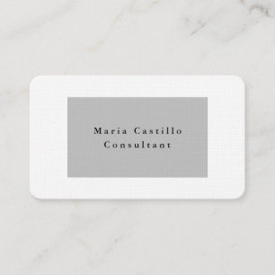 Cartão De Visita Design Minimalista Branco Cinza Prata Elegante Sim