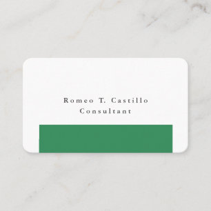 Cartão De Visita Design Minimalista Branco Verde-Elegante