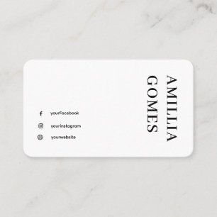 Cartão De Visita Design Minimalista Monocromático Preto e Branco