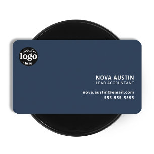 Cartão De Visita Design mínimo azul simples profissional com logoti