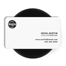Cartão De Visita Design mínimo branco simples profissional com logo