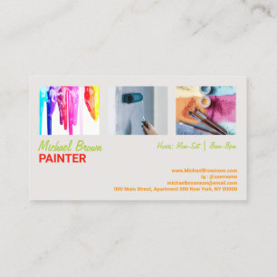 Cartão De Visita Design Moderno de Pintor com Foto Personalizável
