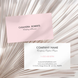 Cartão De Visita Design Moderno Minimalista Rosa e Branco