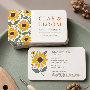 Cartão De Visita Design Moderno Personalizado de Flor de Girassol R