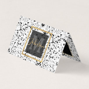 Cartão De Visita Design monocromático clássico de marble terrazzo