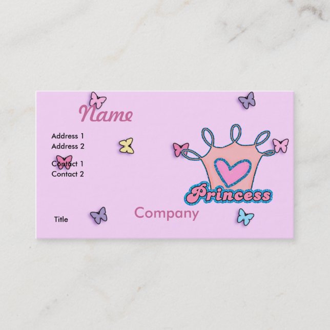 Cartão De Visita Design Princesa Brilhante (Frente)